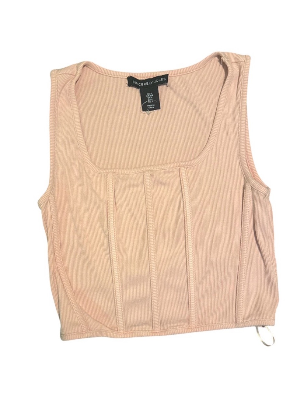 Sincerly Jules Dusty Pink Ribbed Tank with Front Seams